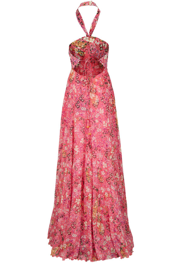 Etro - Pink Floral Halter Maxi Dress