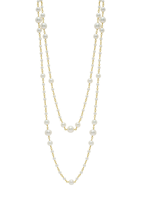 Caroline Ellen 20K Gold & Pearl Opera Necklace