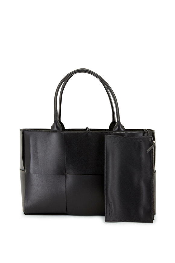 Bottega Veneta - Acro Black Large Woven Leather Tote