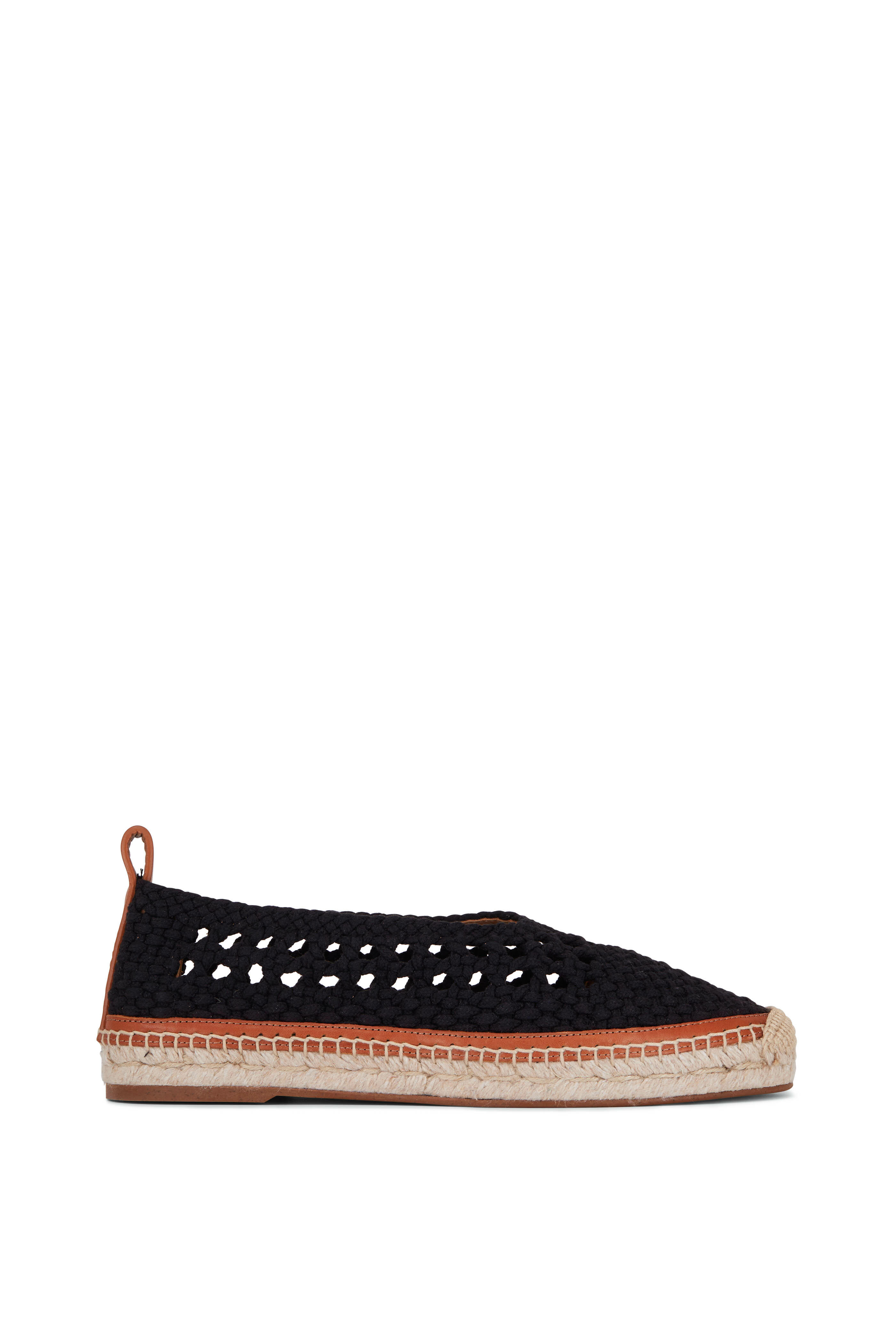 Chloé - Luccia Black Crochet Flat Espadrille | Mitchell Stores