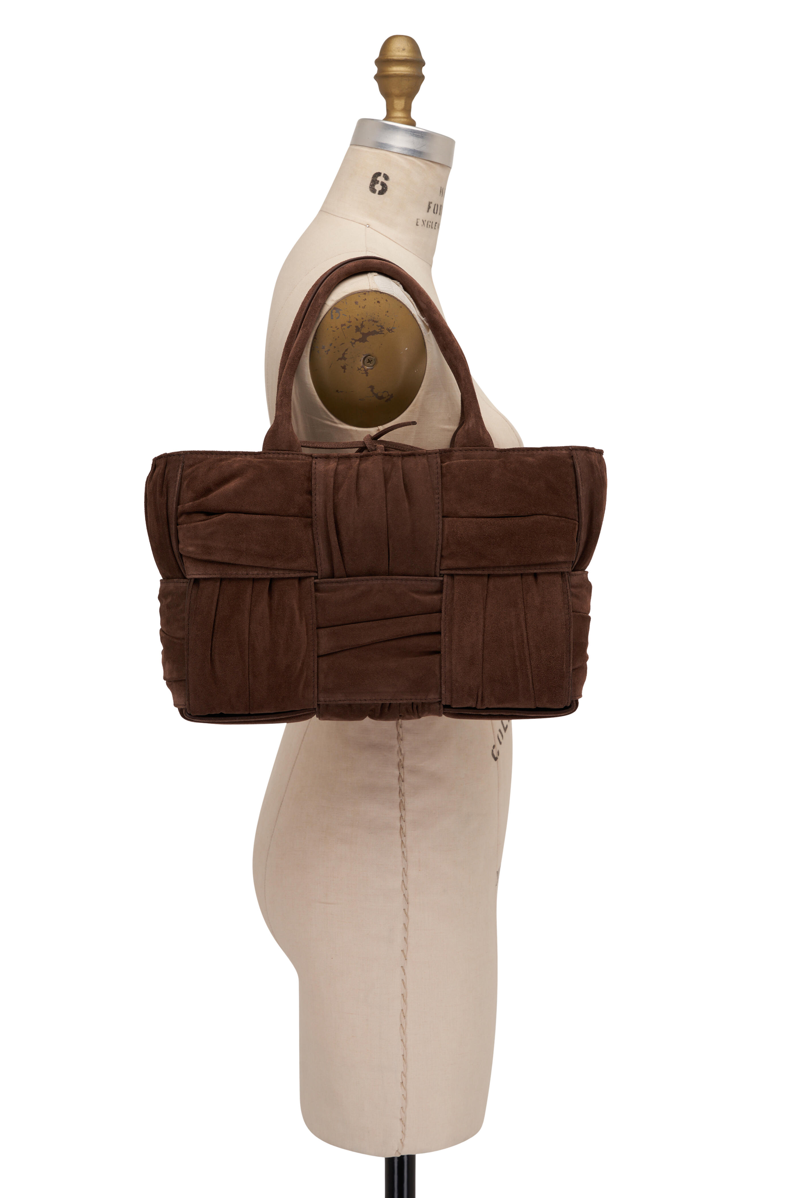 Bottega Veneta - Small Arco Brown Woven Suede Tote