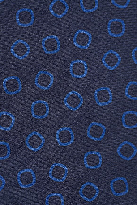 Kiton Navy Blue Circle Print Silk Necktie - view 2