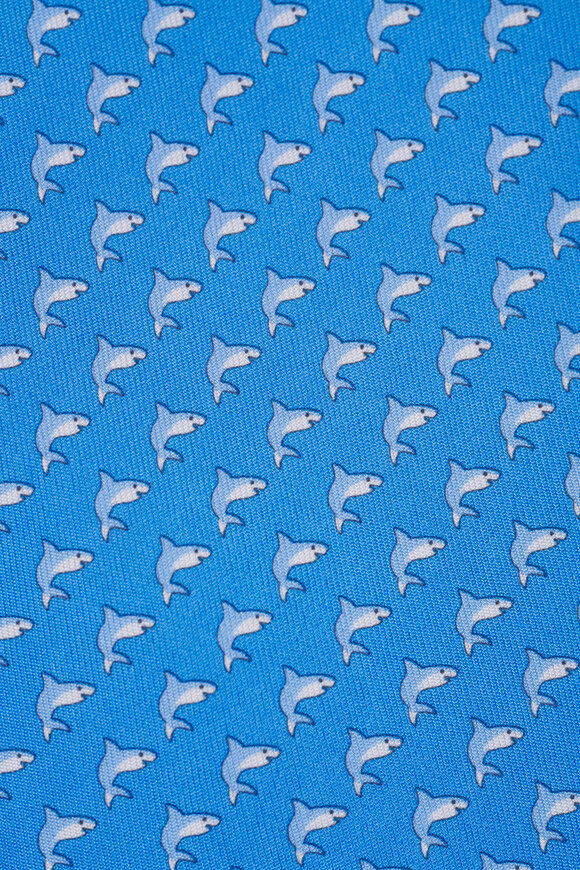 Ferragamo Light Blue Shark Print Silk Necktie - view 2