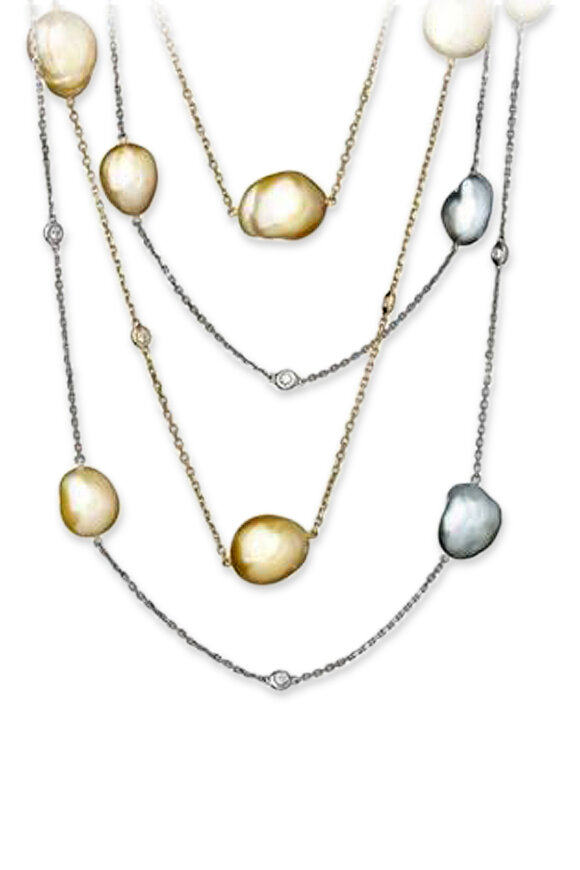 Kathleen Dughi - White Gold Baroque Pearl Diamond Necklace