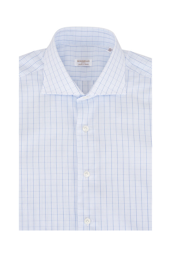 Borriello Blue Check Cotton Dress Shirt - view 1