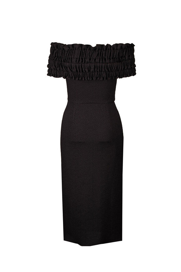 Edeline Lee Philomela Black Ruche Midi Dress - view 2