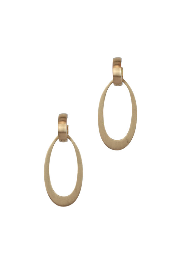 Caroline Ellen - 20K Yellow Gold Narrow Huggie Dangle Earrings