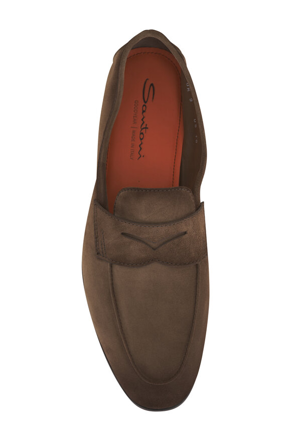 Santoni - Carlos Brown Suede Penny Loafer