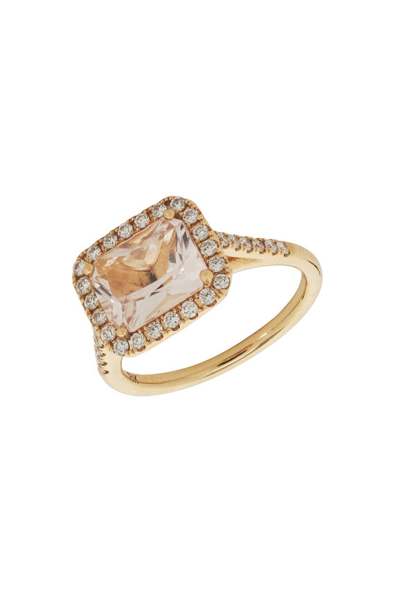Kai Linz - Rose Gold Morganite Diamond Halo Ring