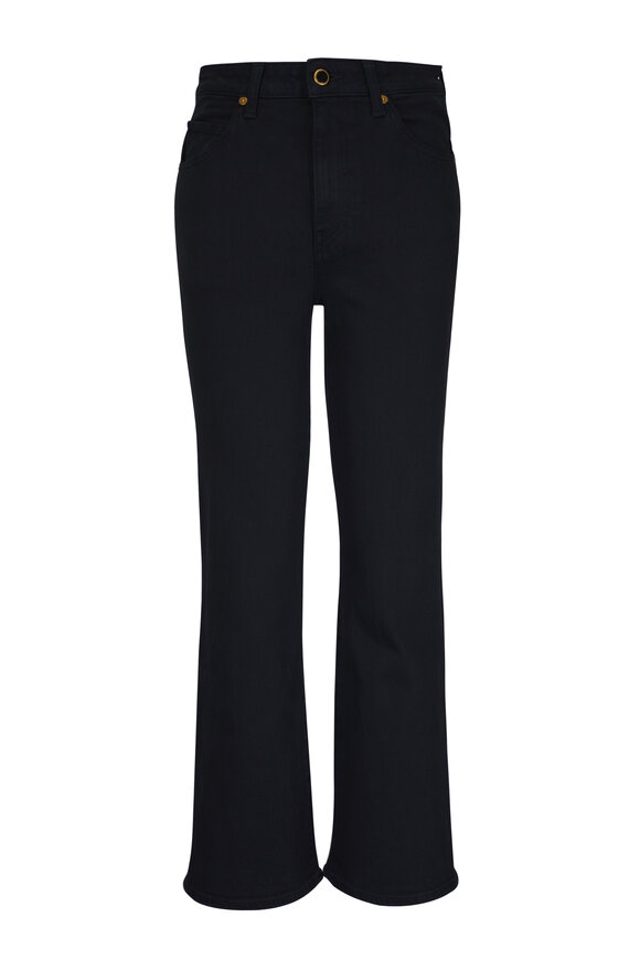 Khaite Vivian Carlyle Black Wash Cropped Bootcut Jean