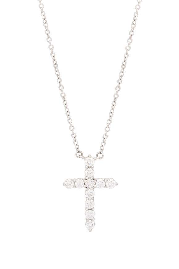 Kwiat 18k White Gold Diamond Cross Pendant Necklace - view 2