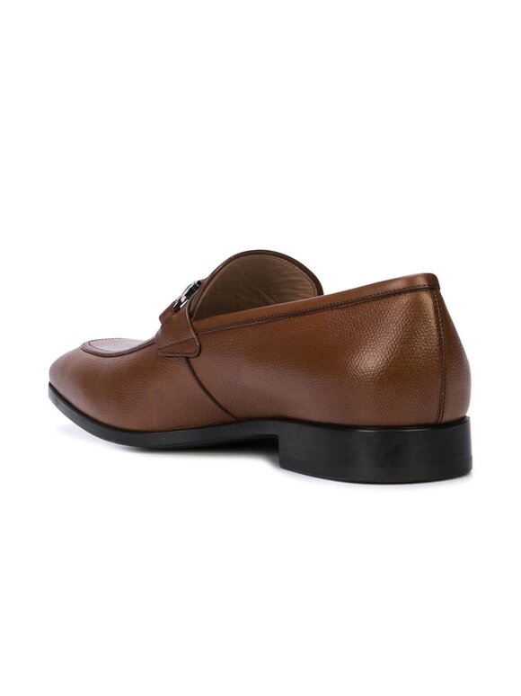 Ferragamo - Benford Brown Pebbled Leather Bit Loafer 
