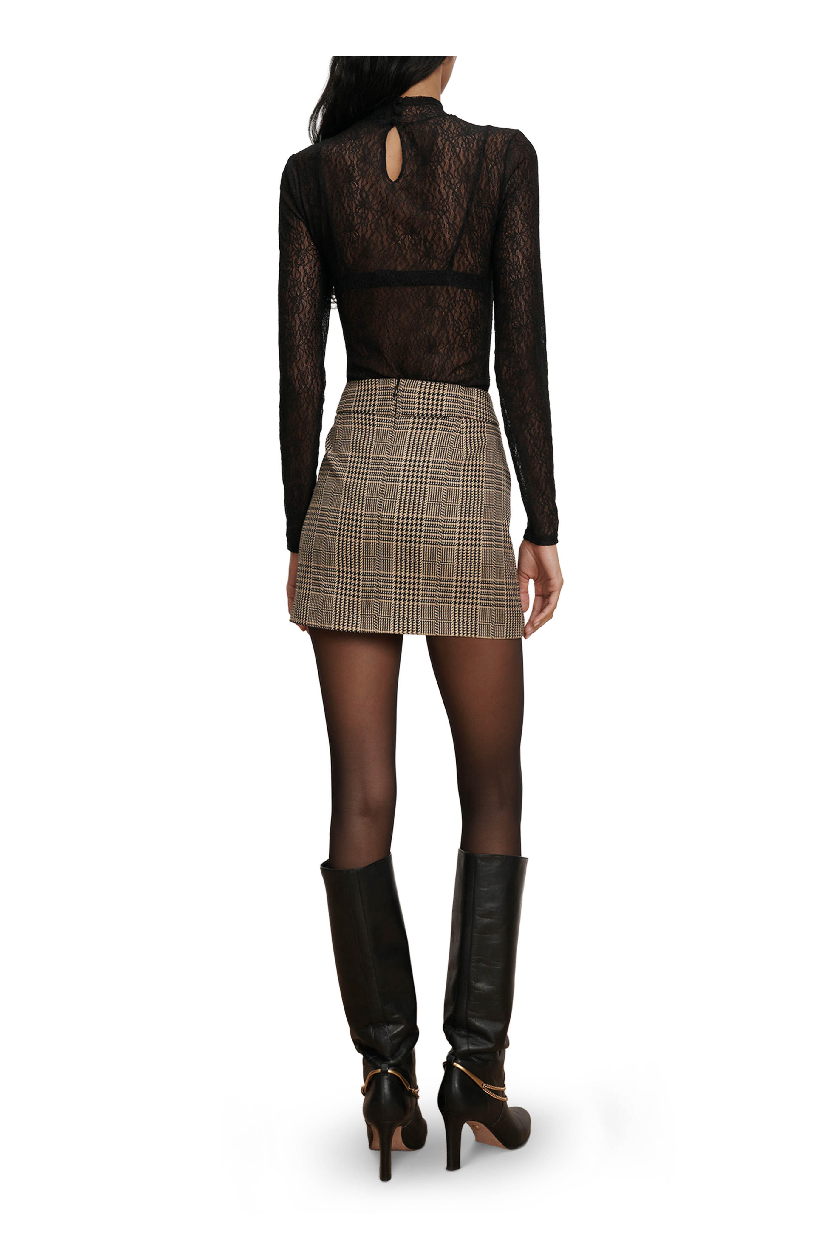 Veronica Beard - Pavaline Black & Tan Houndstooth Mini Skirt