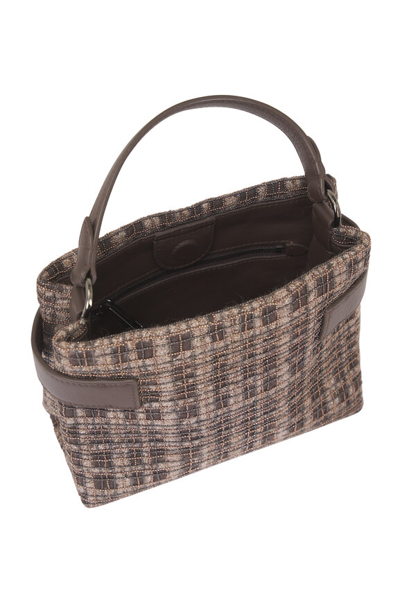 Brunello Cucinelli Small Monili Check Embroidery Top Handle Tote - view 5
