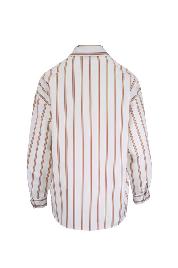TWP Something Borrowed White & Khaki Stripe Blouse - view 3
