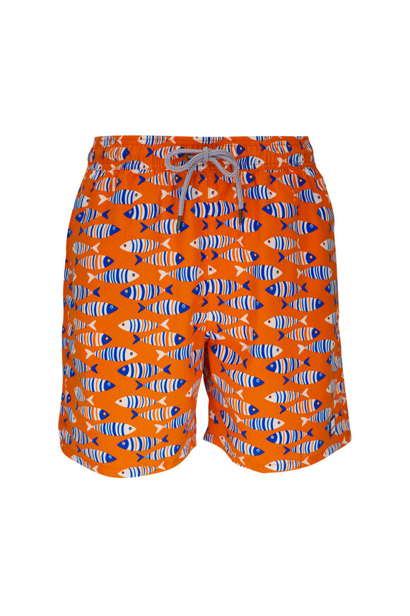 Tom & Teddy Striped Orange Fish Swim Trunks 