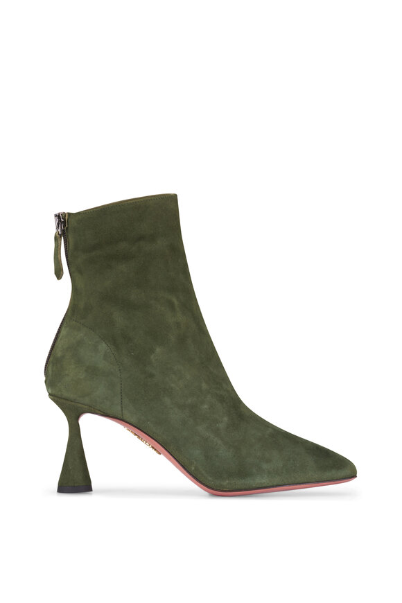 Aquazzura Amore Hunter Green Suede Bootie, 75mm - view 4