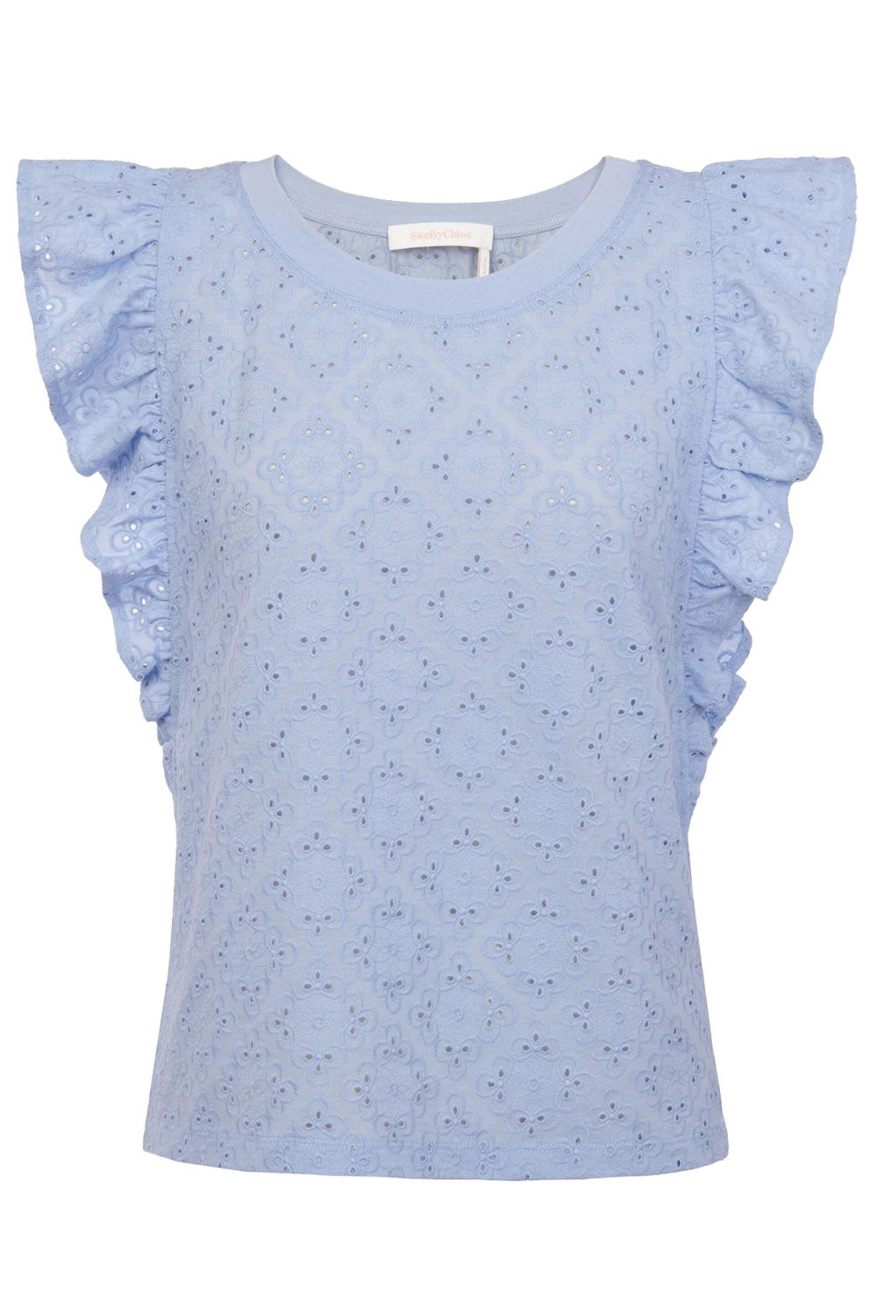 See by Chloé - Tender Blue Eyelet Top