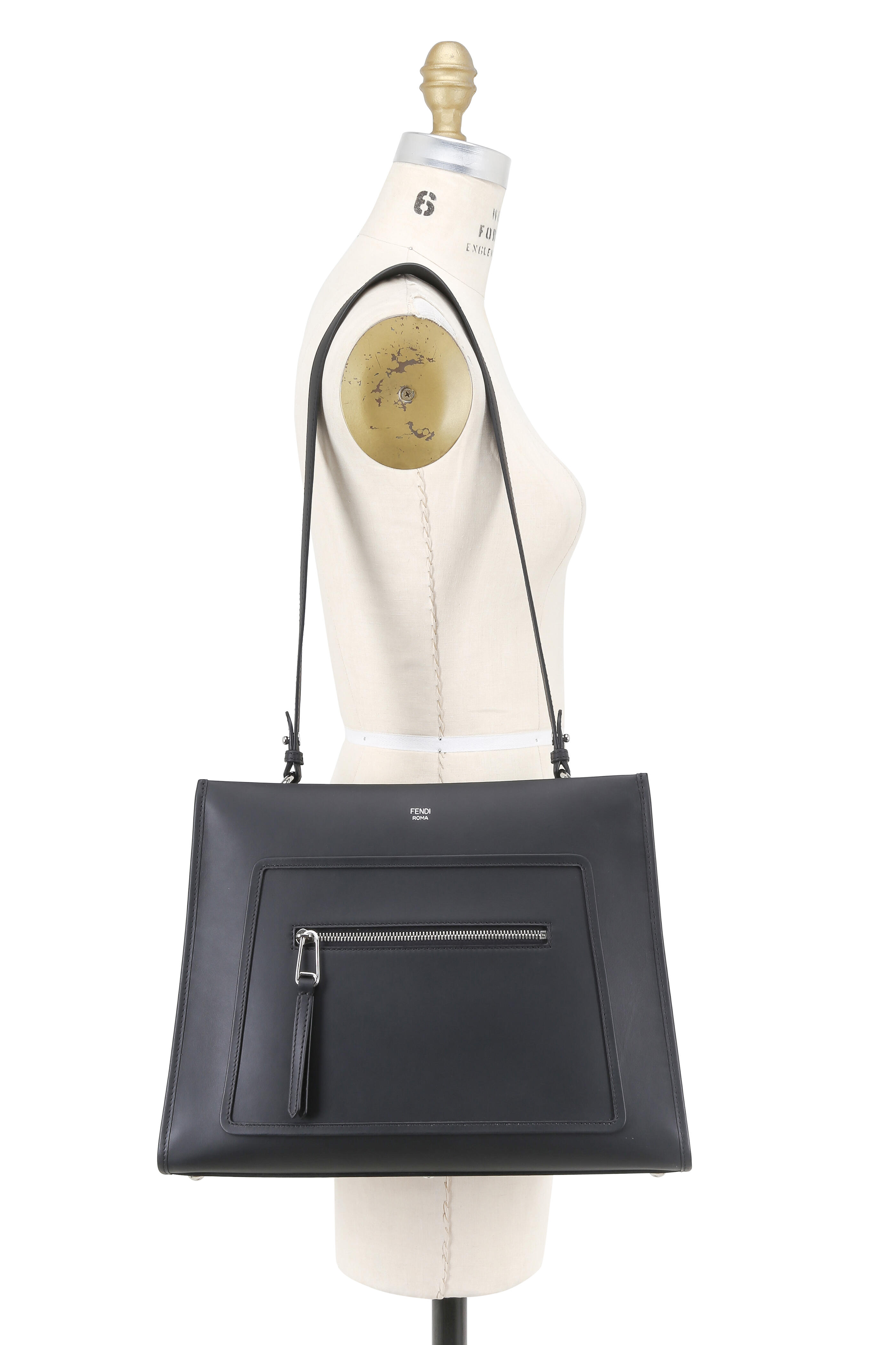 Fendi - Runaway Black Leather Large Luxe Tote Bag