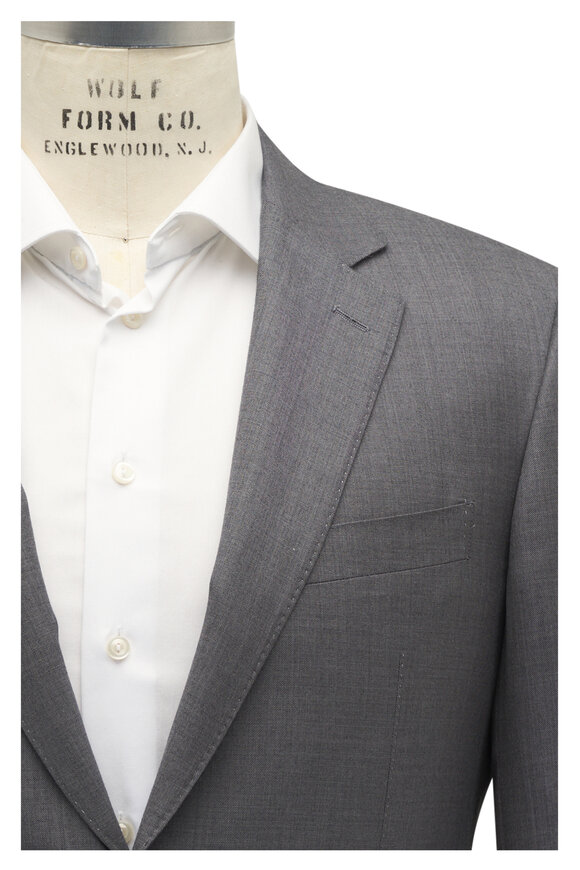 Canali Light Gray Solid Fancy Wool Suit