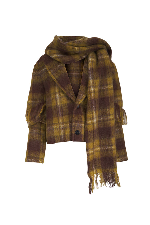 Loewe Yellow & Brown Multi Check Scarf Jacket