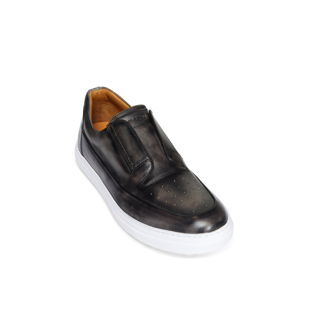 Bontoni - Vincente Dark Gray Leather Slip On Sneaker display picture 3