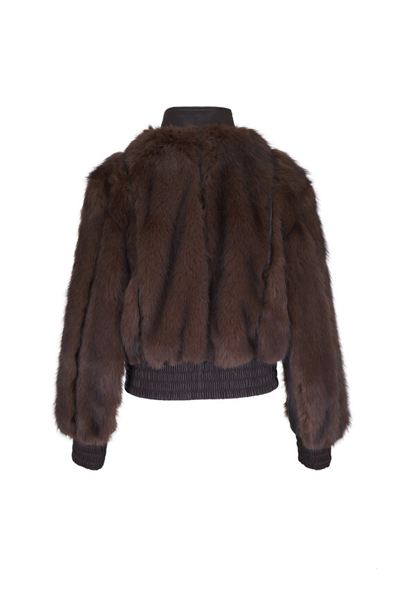 Zimmermann Valiant Brown Faux Fur Bomber Jacket - view 3