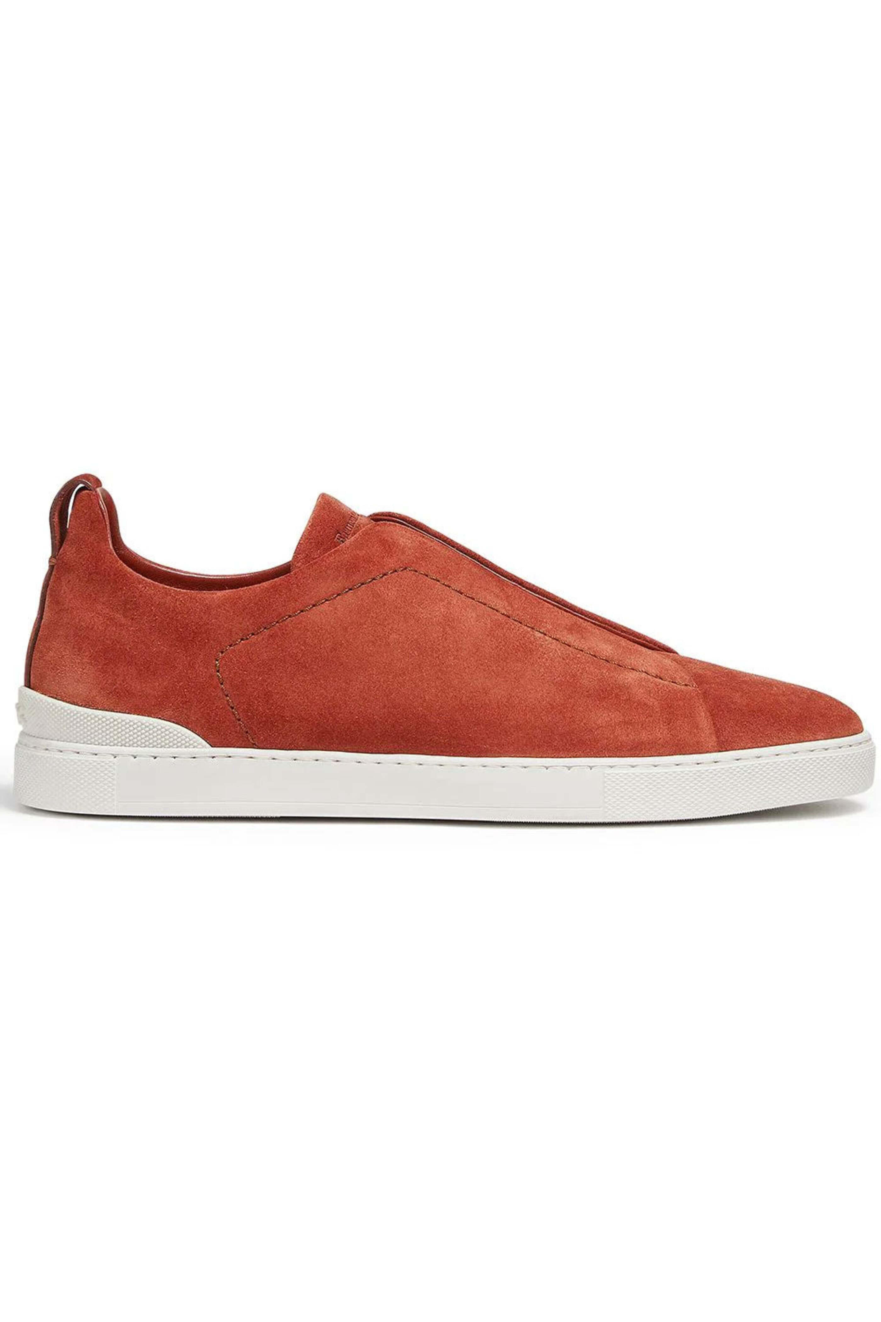Zegna - Suede Triple Stitch Sneaker in Rust