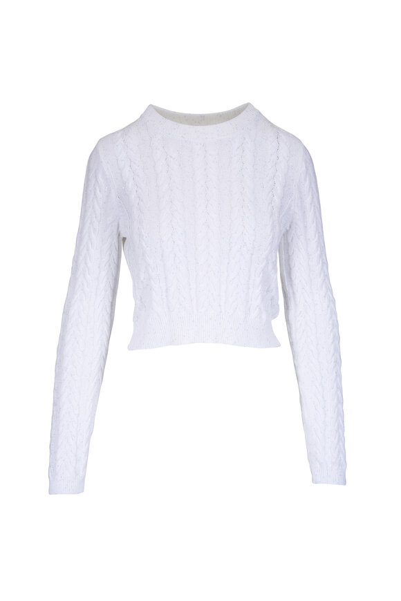 Brunello Cucinelli Double Cable Fitted Cropped Crewneck Knit Sweater