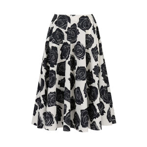 【送料&関税込】Marni Flared Midi Skirt Marni - White and Black Flowers Midi Skirt | Mitchell Stores