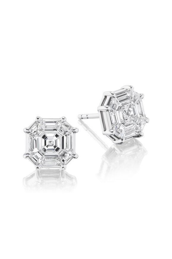 Nam Cho White Gold Octagon Diamond Studs