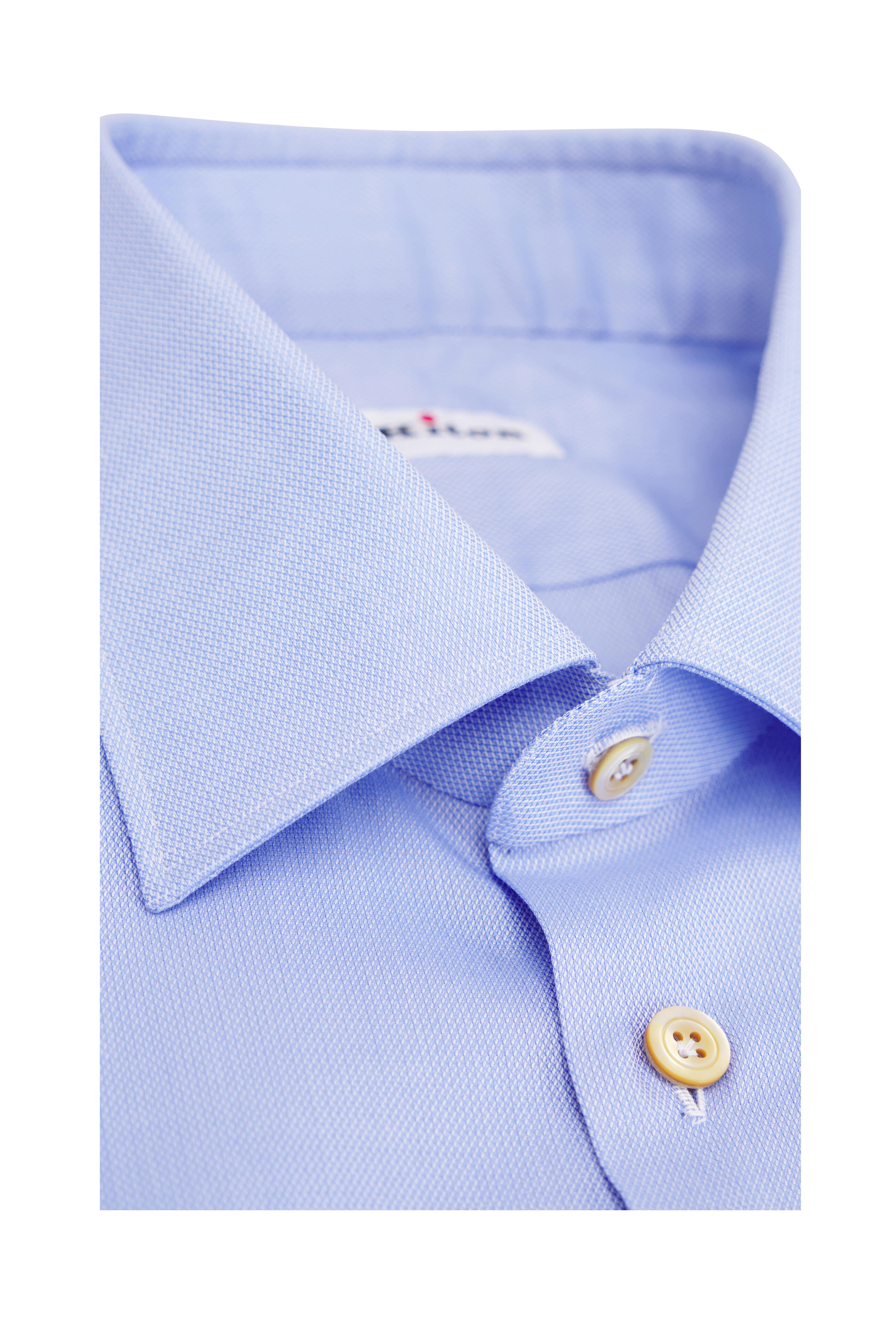 Kiton - Blue Textured Cotton Dress Shirt