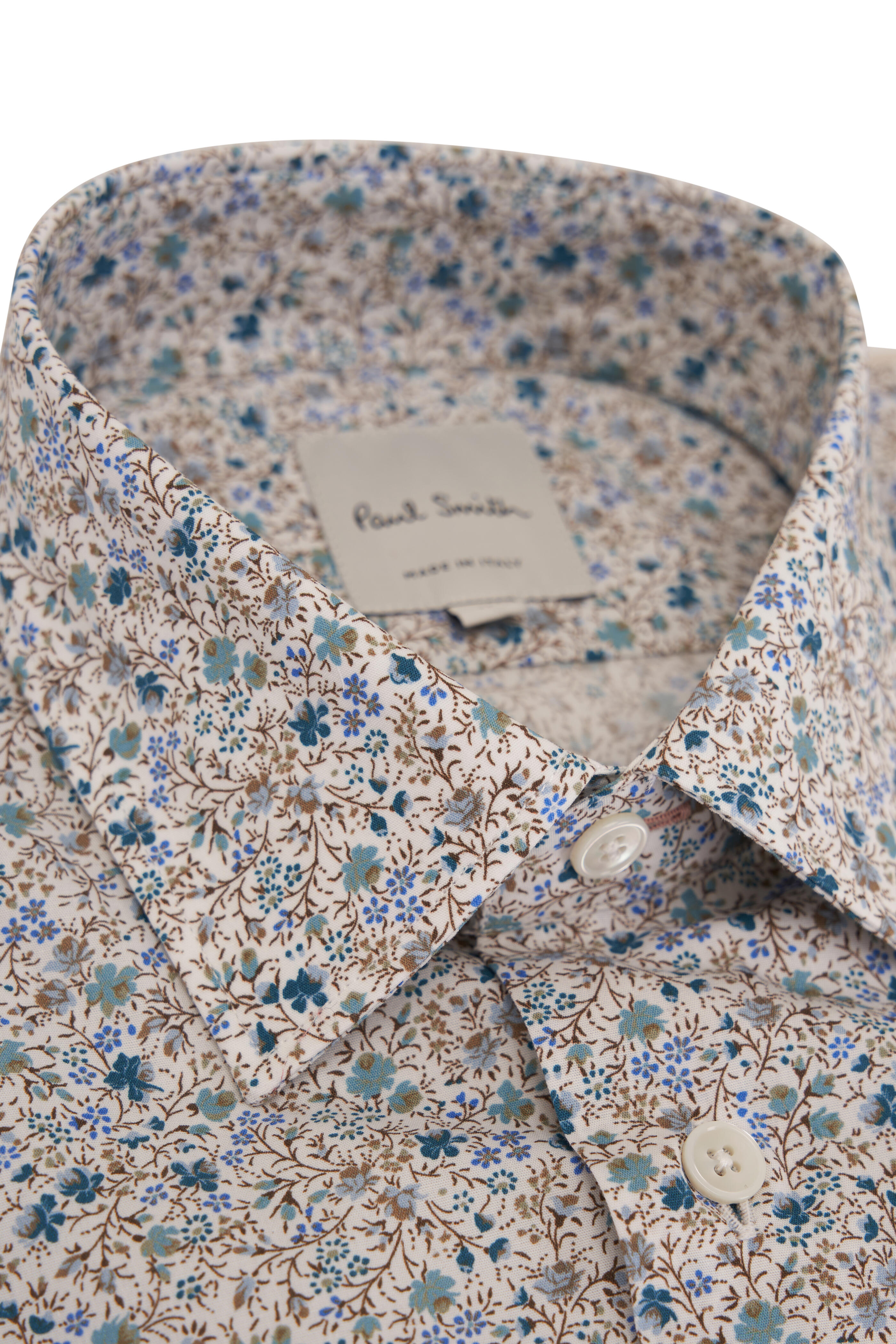 Paul Smith - Blue Multi Floral Cotton Dress Shirt
