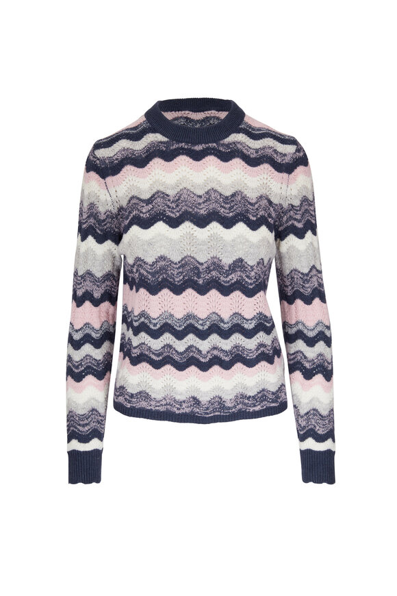 &Isla - Cerys Slate Multi Wave Stripe Crewneck Sweater