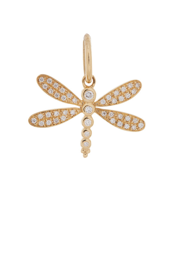 Temple St. Clair - 18K Yellow Gold Pavé Dragonfly Charm