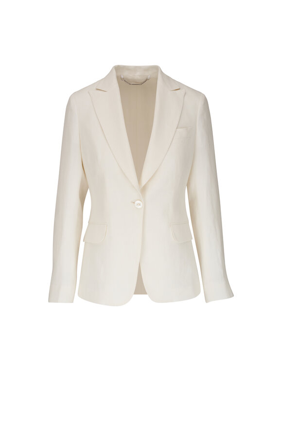Kiton - White Linen Single Button Jacket