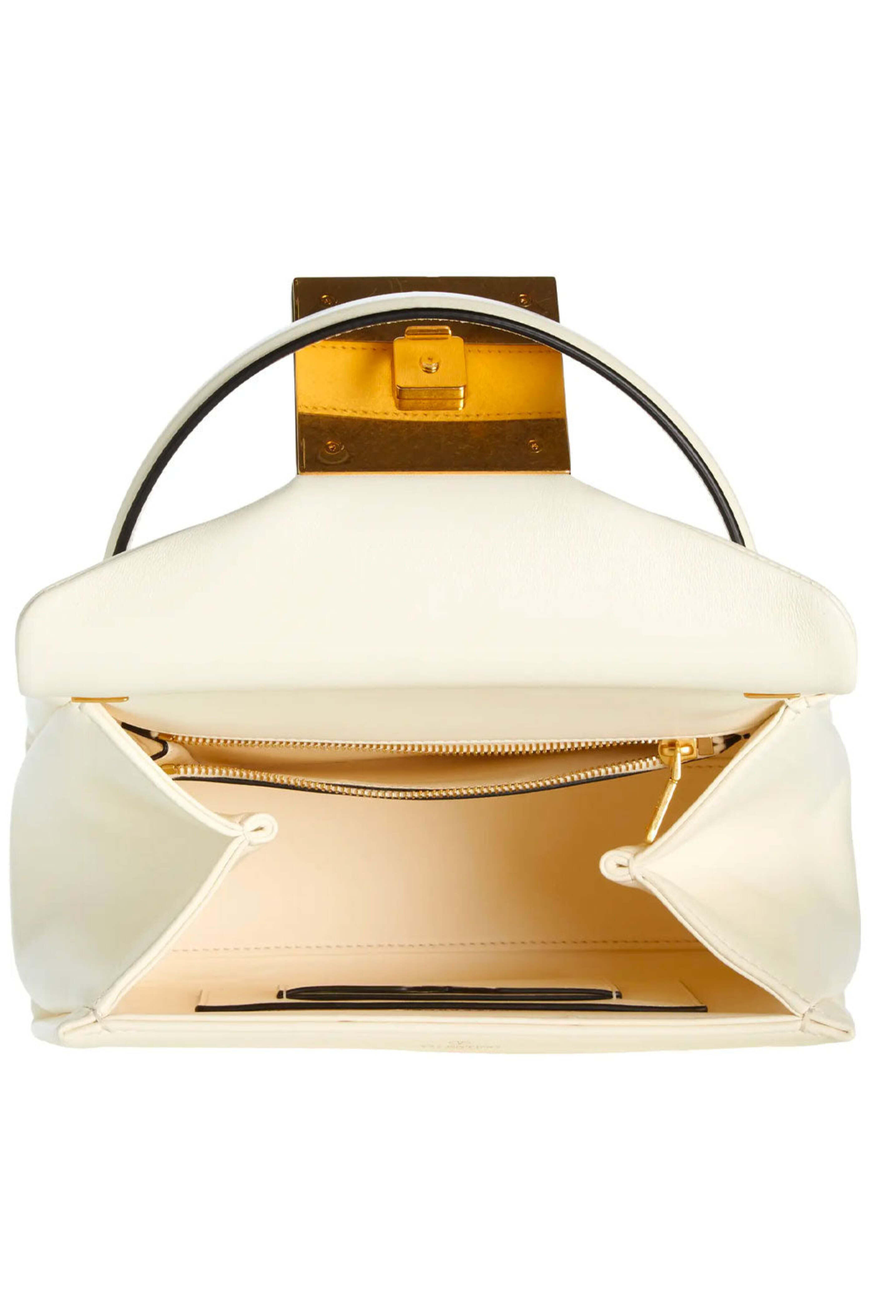 Valentino Garavani - One Stud Leather Top Handle Bag in Ivory