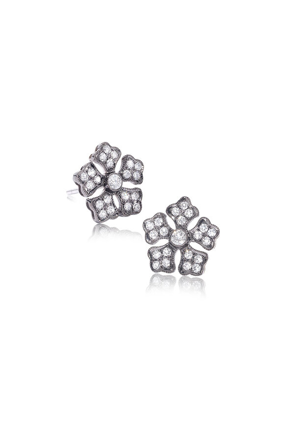 Nam Cho - White Rose Cut Diamond Flower Studs