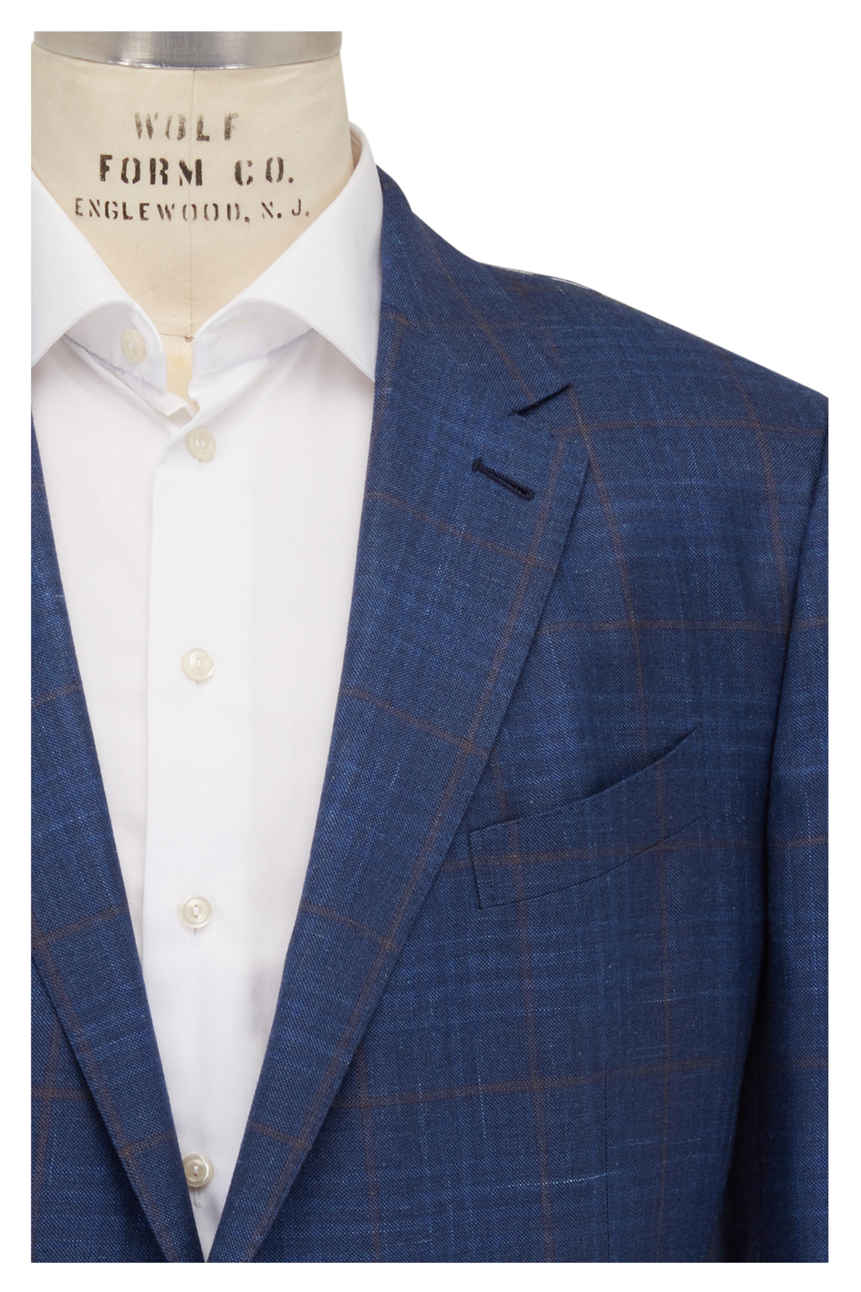 Zegna - Blue & Vicuna Windowpane Check Sportcoat