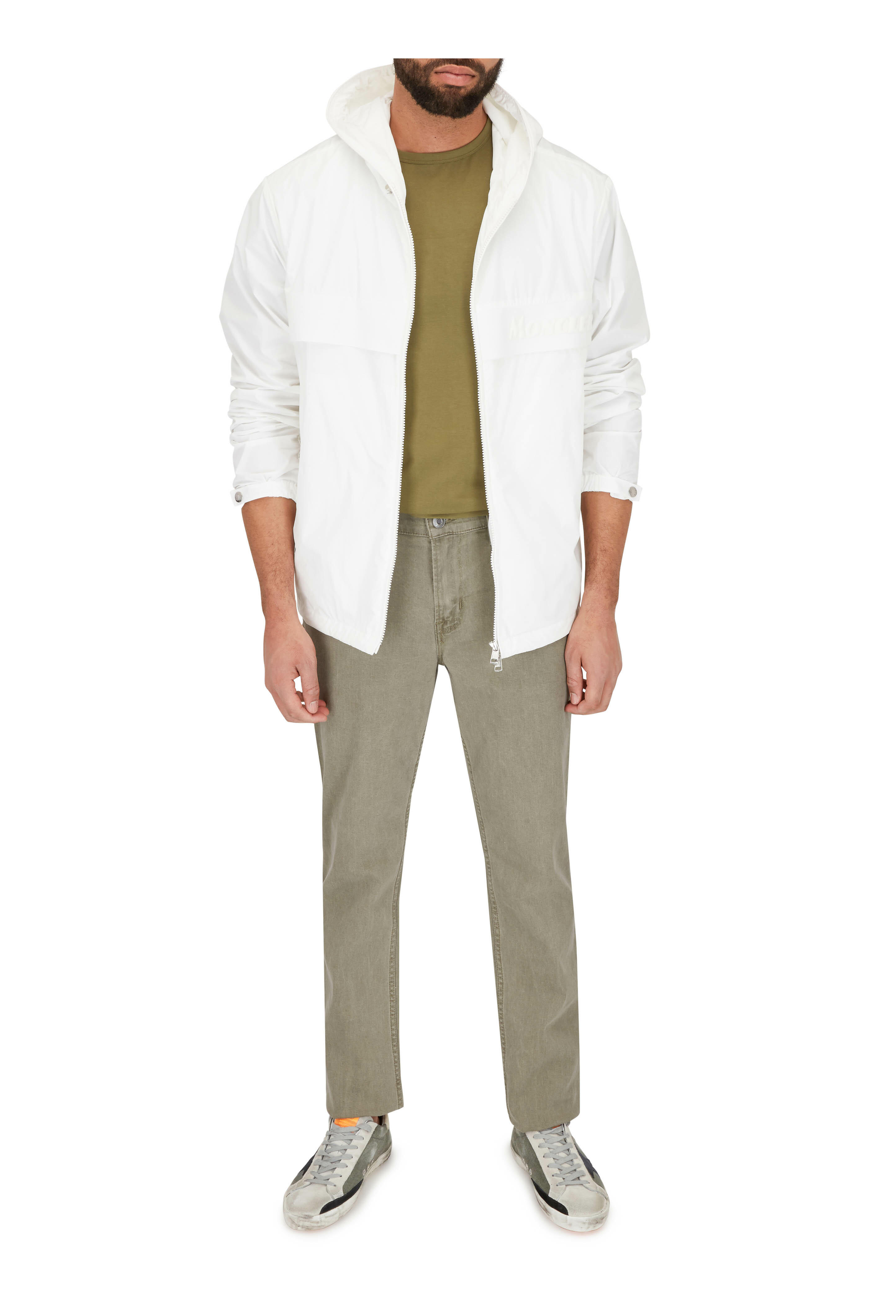 Moncler - Benoit White Nylon Hooded Jacket | Mitchell Stores