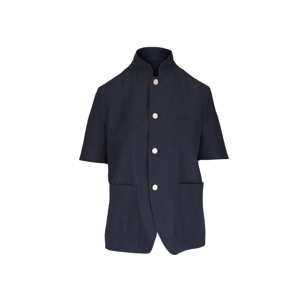 Loro Piana - Spagna Mini Navy Blue Linen & Wool Jacket