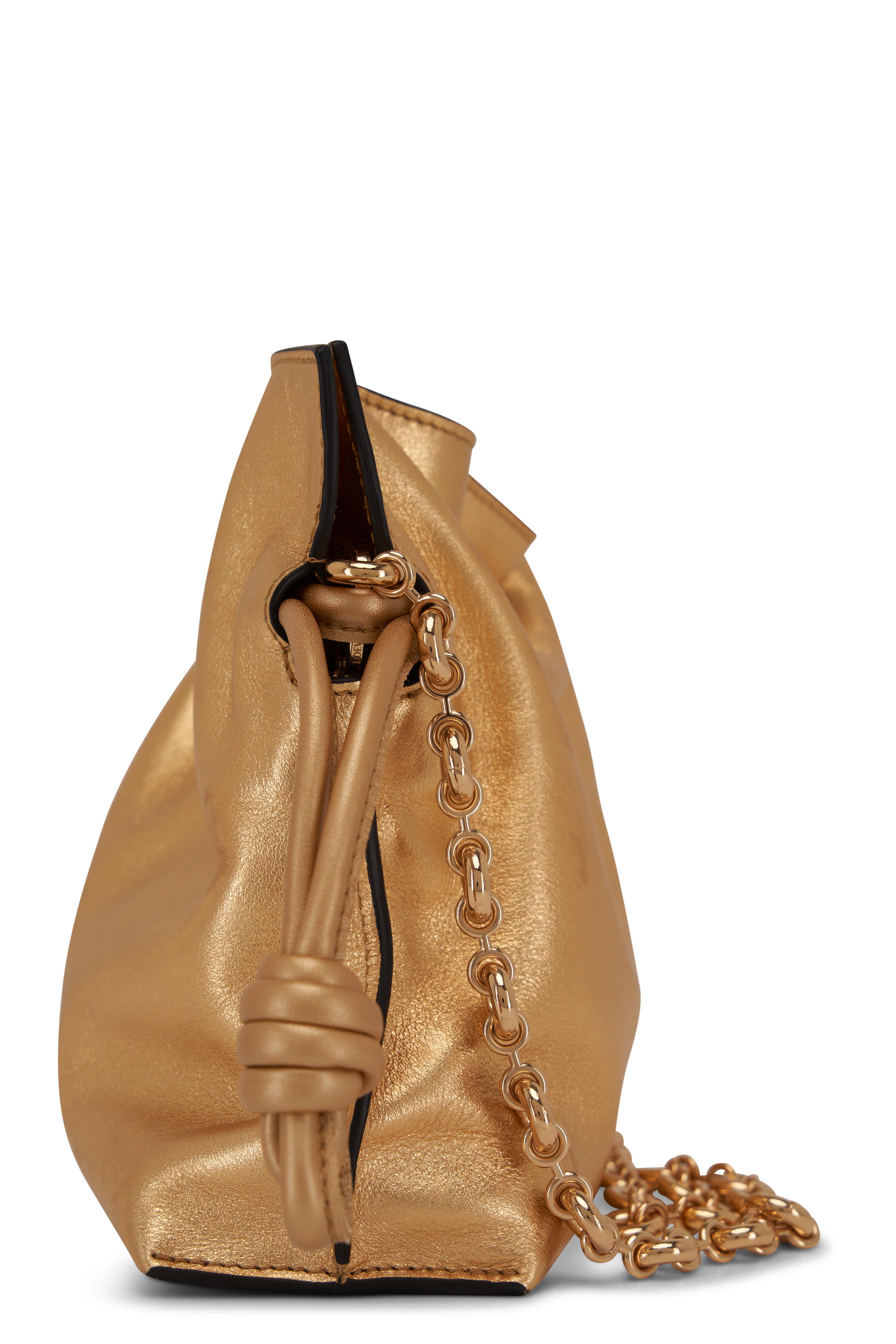 Loewe - Mini Flamenco Gold Leather Knot Chain Clutch