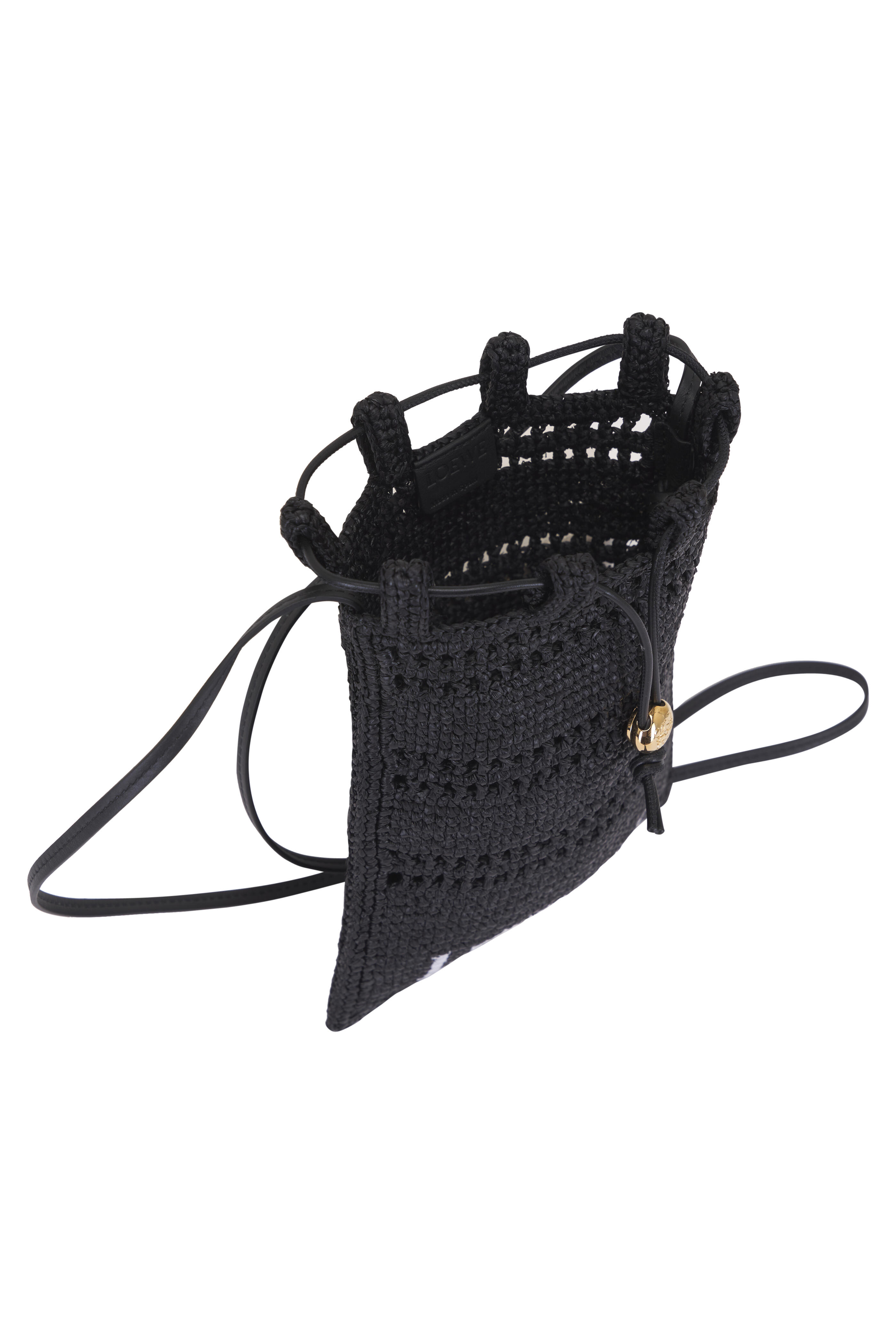【LOEWE】Loewe black raffia crossbody【新古品・新品未使用】 Loewe - Black Raffia Drawstring Crossbody Bag | Mitchell Stores
