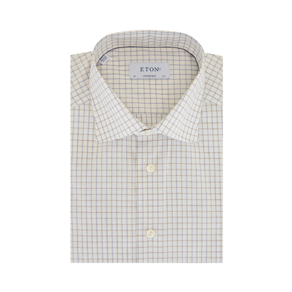 eton cont blue woven dress shirt main image 1