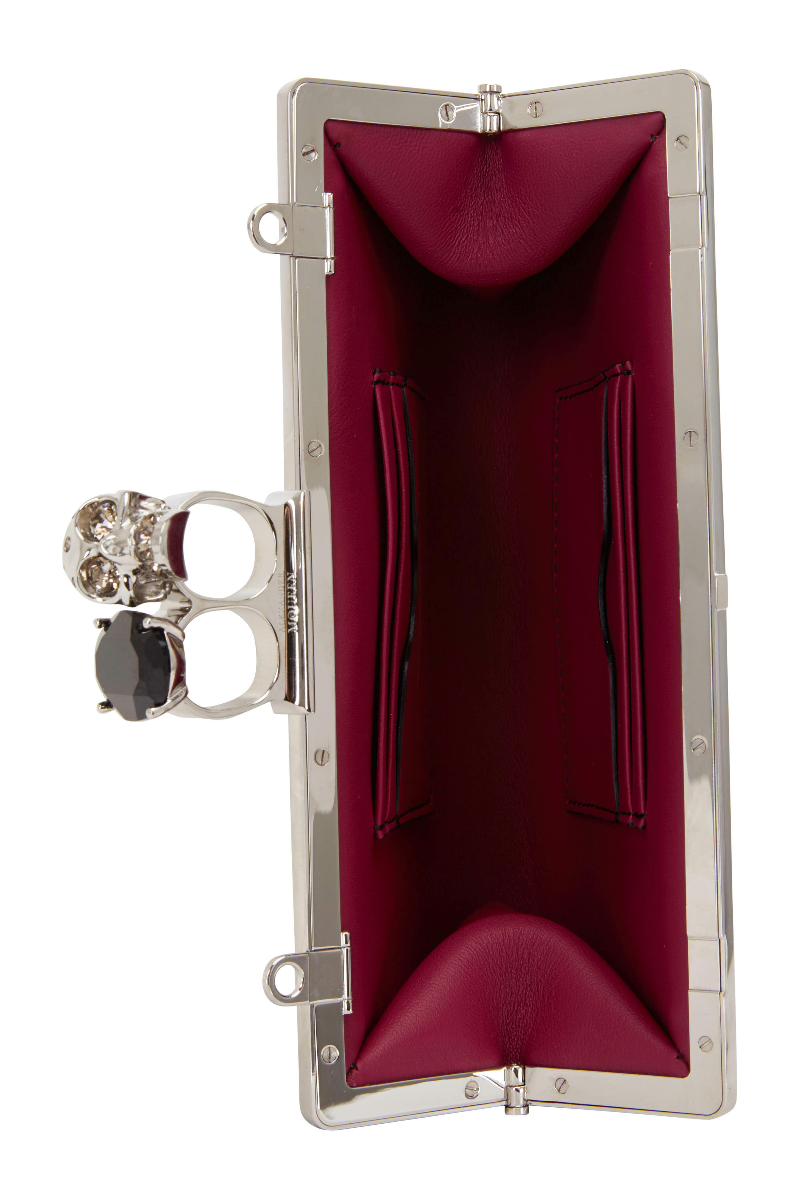 McQueen - Black Leather Studded Two-Ring Chain Wallet