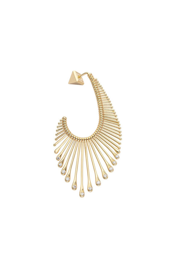 Peruffo 18k Yellow Gold Midi Diamond Pendant Earring - view 2