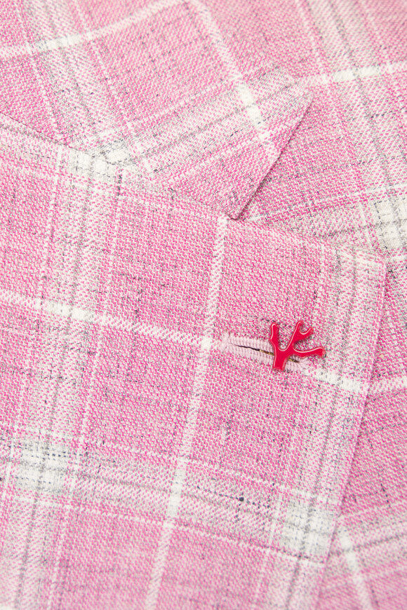 Isaia Pink Plaid Wool, Silk & Linen Sport Coat - view 4