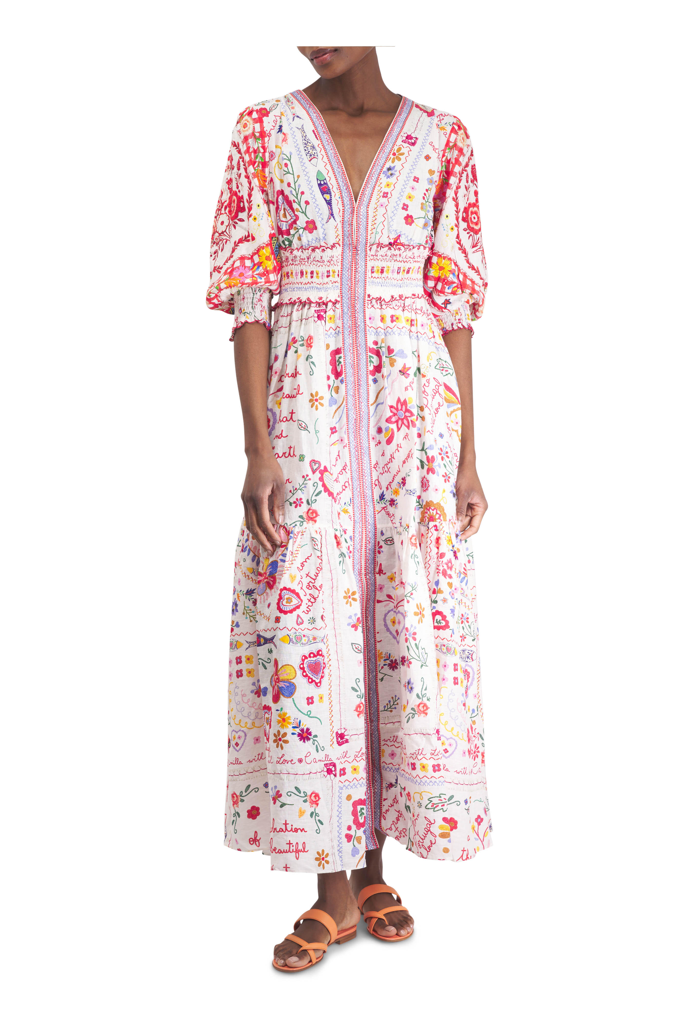 Manolo Blahnik - Susa Orange Leather Flat Sandal, 10mm