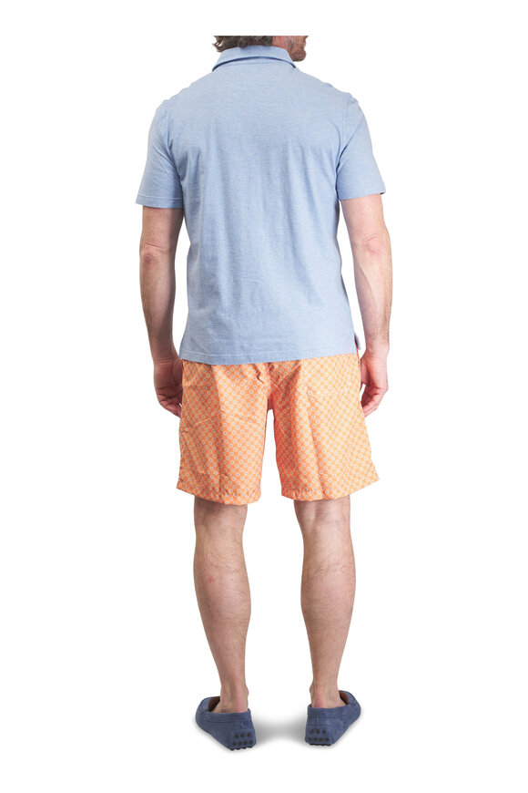 Fedeli Light Blue Jersey Mélange Cotton Polo - view 4