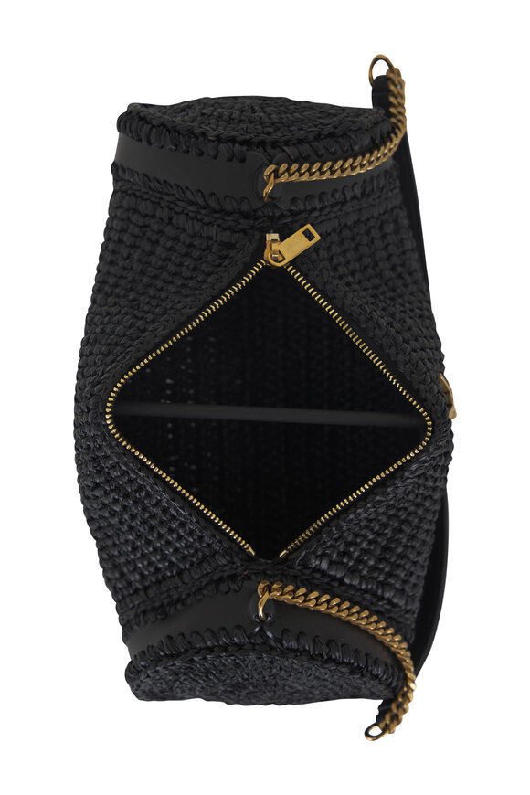 Saint Laurent - Small Cylinder Black Raffia & Leather Bag